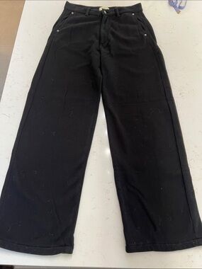 🆕 DL1961 Hepburn knit Black Wide-Leg Trousers with Front Pockets